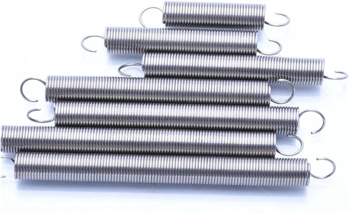 Trekveer met S-haak - Veren set Spiraalveren - Onderhoud en reparatie - Roestvrij staal 304 - 95 mm (5 stuks)