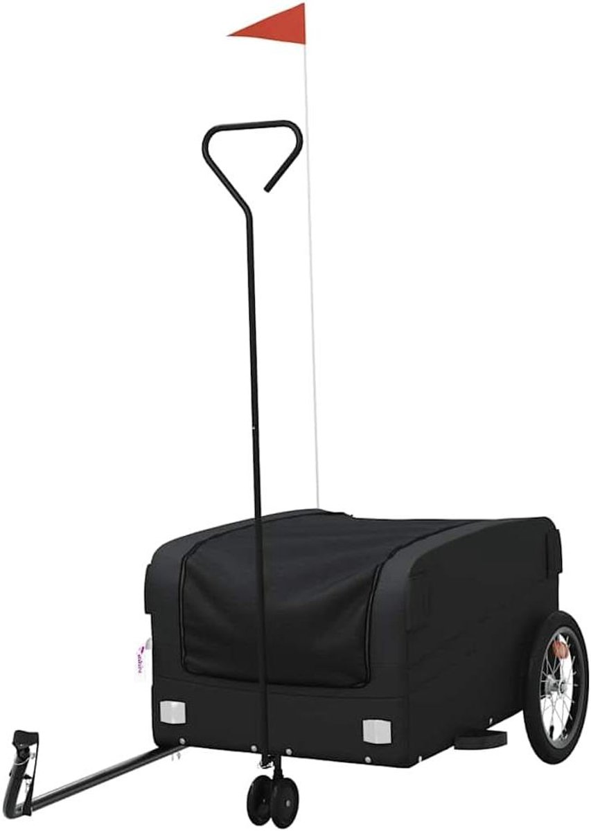 Fietstrailer - Fietskar Buggy - Zware Goederen Vervoeren - Stevig IJzeren Frame - 138 x 69 x 58 cm - Zwart