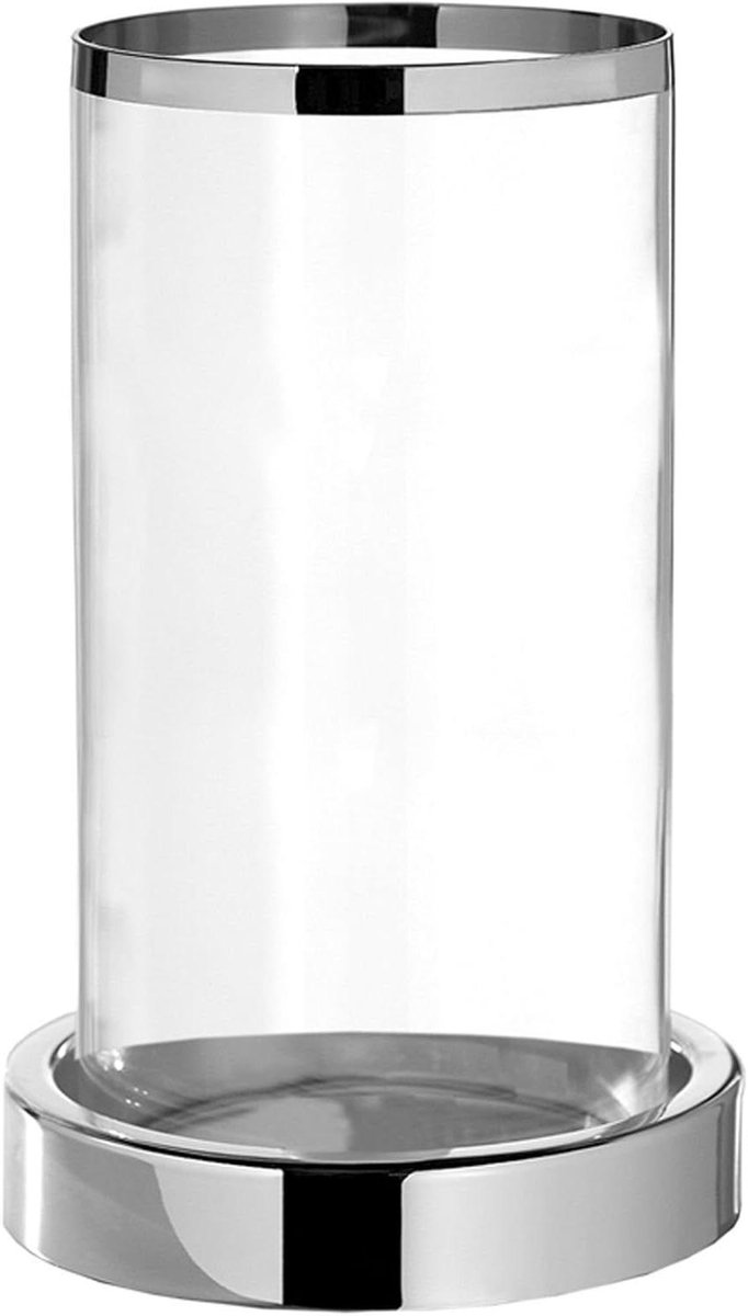 Design windlicht - Glazen kandelaar - Sfeerverlichting creëren - Mondgeblazen glas - H 28 cm - Zilver