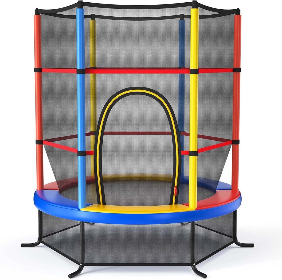 Kindertrampoline met net - Veilige springmat - Buiten spelen - 30 elastische touwen - 165 x 165 x 161 cm