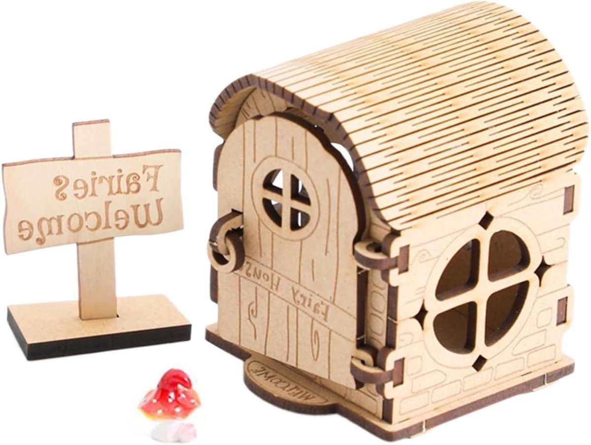 Miniatuurhuis, houten bouwset voor modelbouw, doe-het-zelfset voor feeënhuis, voor feestjes, verjaardagen, bureaus, meisjes, kinderen, jongens
