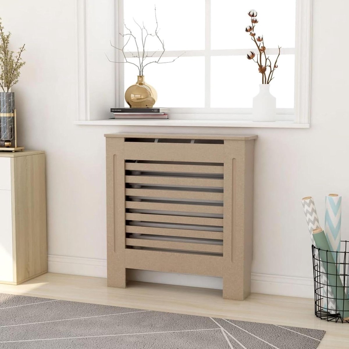 Radiatorafdekking MDF - Moderne plank - Verwarmingsdecoratie - Stijlvolle afwerking - 78 cm - Wit