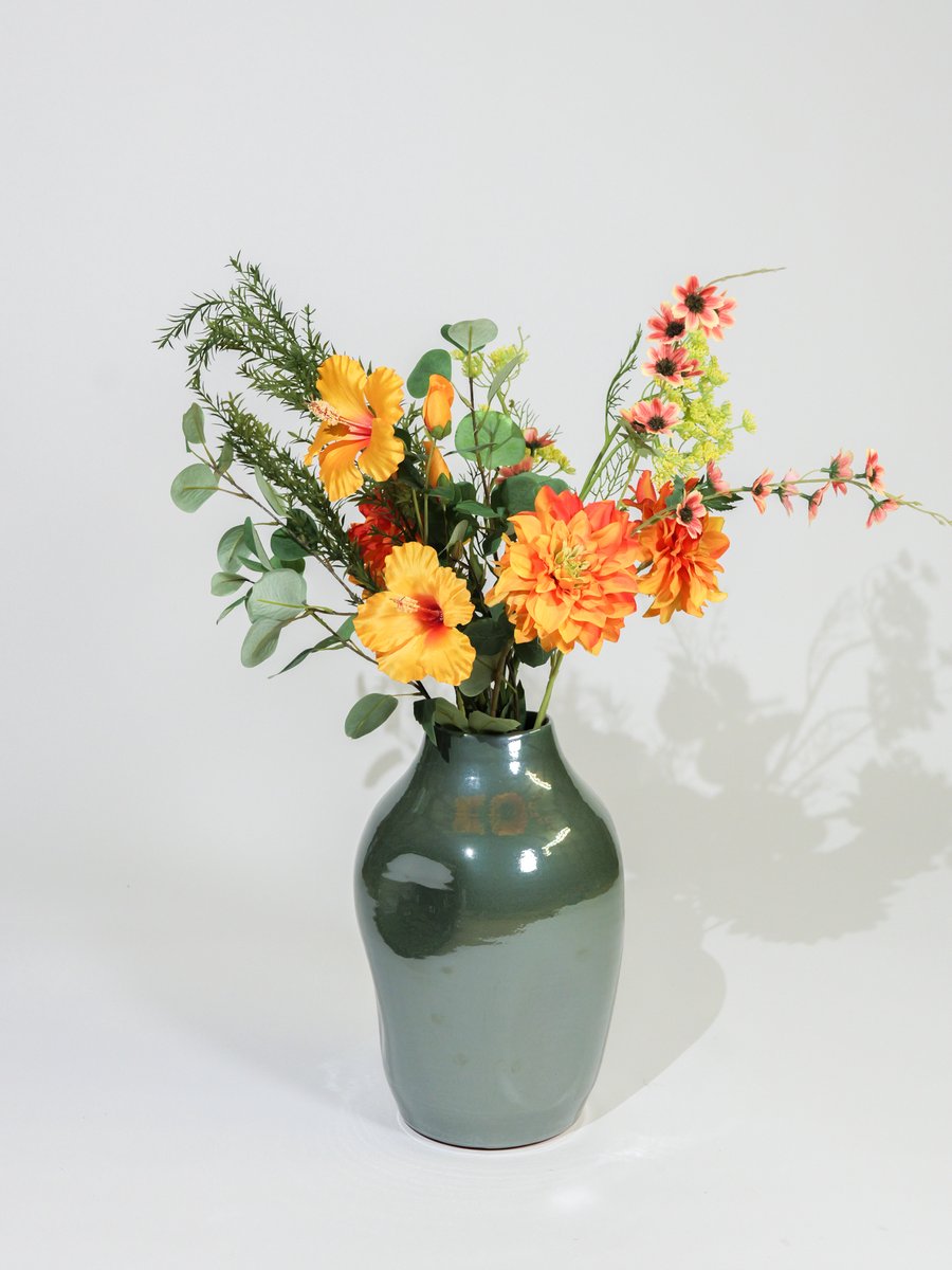Kunstboeket Oranje Dahlia's