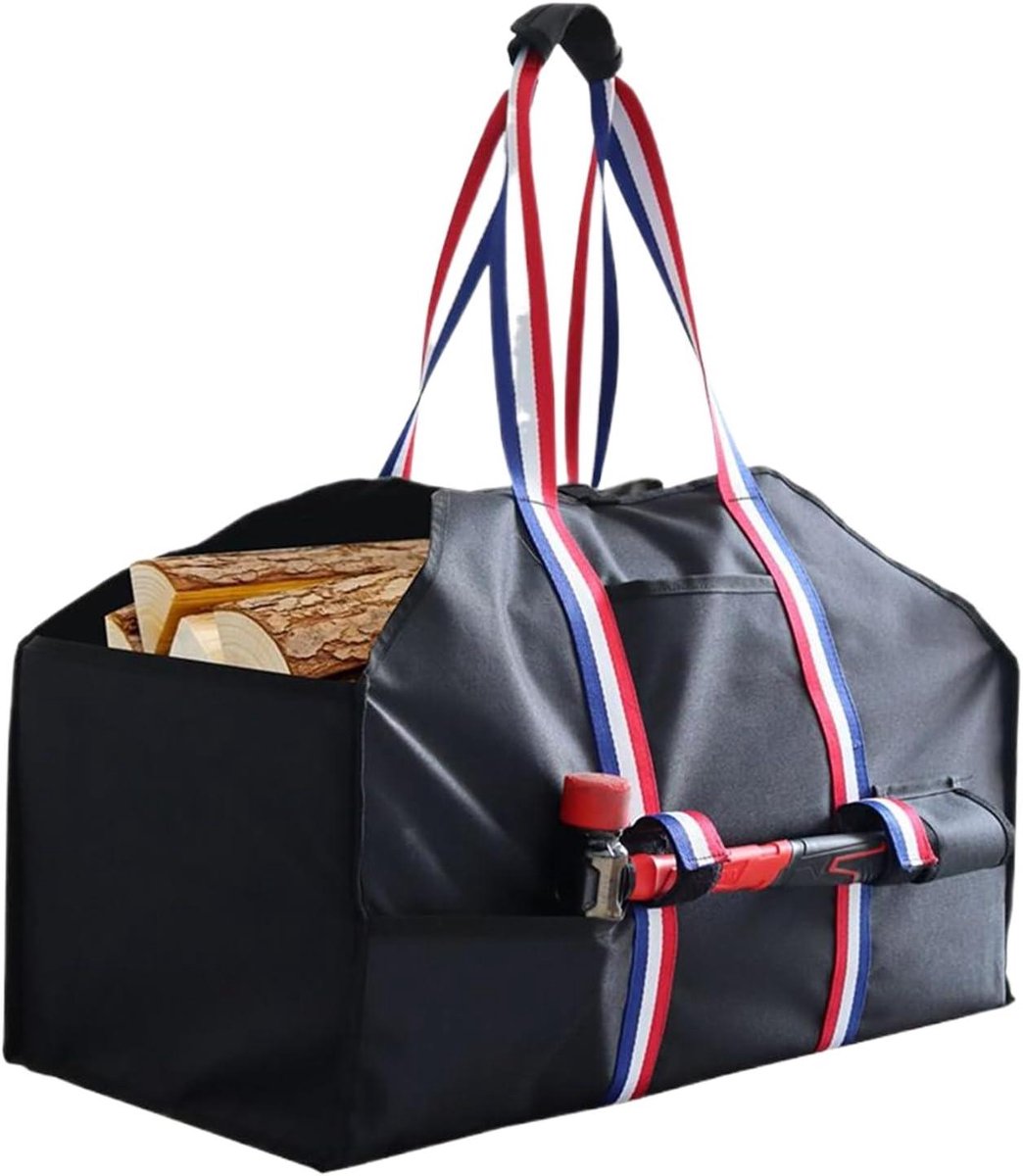 Houtdrager - Brandhoutzak - Hout Opslag - Waterdicht Oxford Materiaal - 60x30x25cm - Zwart