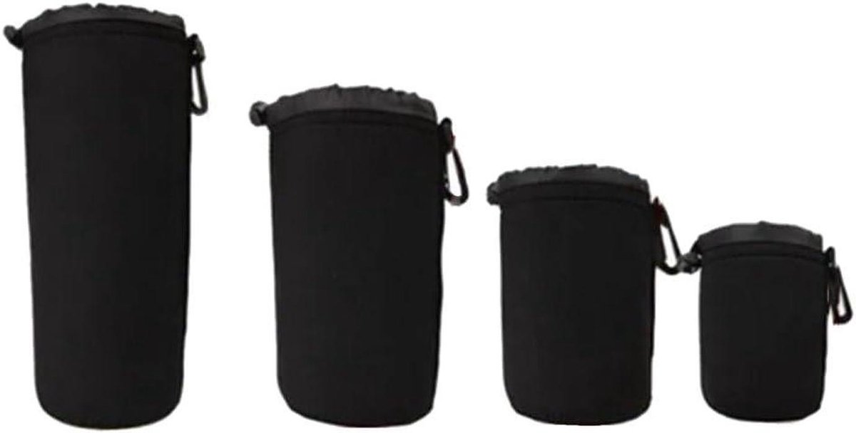 Lenstassen Set - Beschermhoezen - Camera Bescherming - Vier Maten - 30x20x20 cm - Zwart