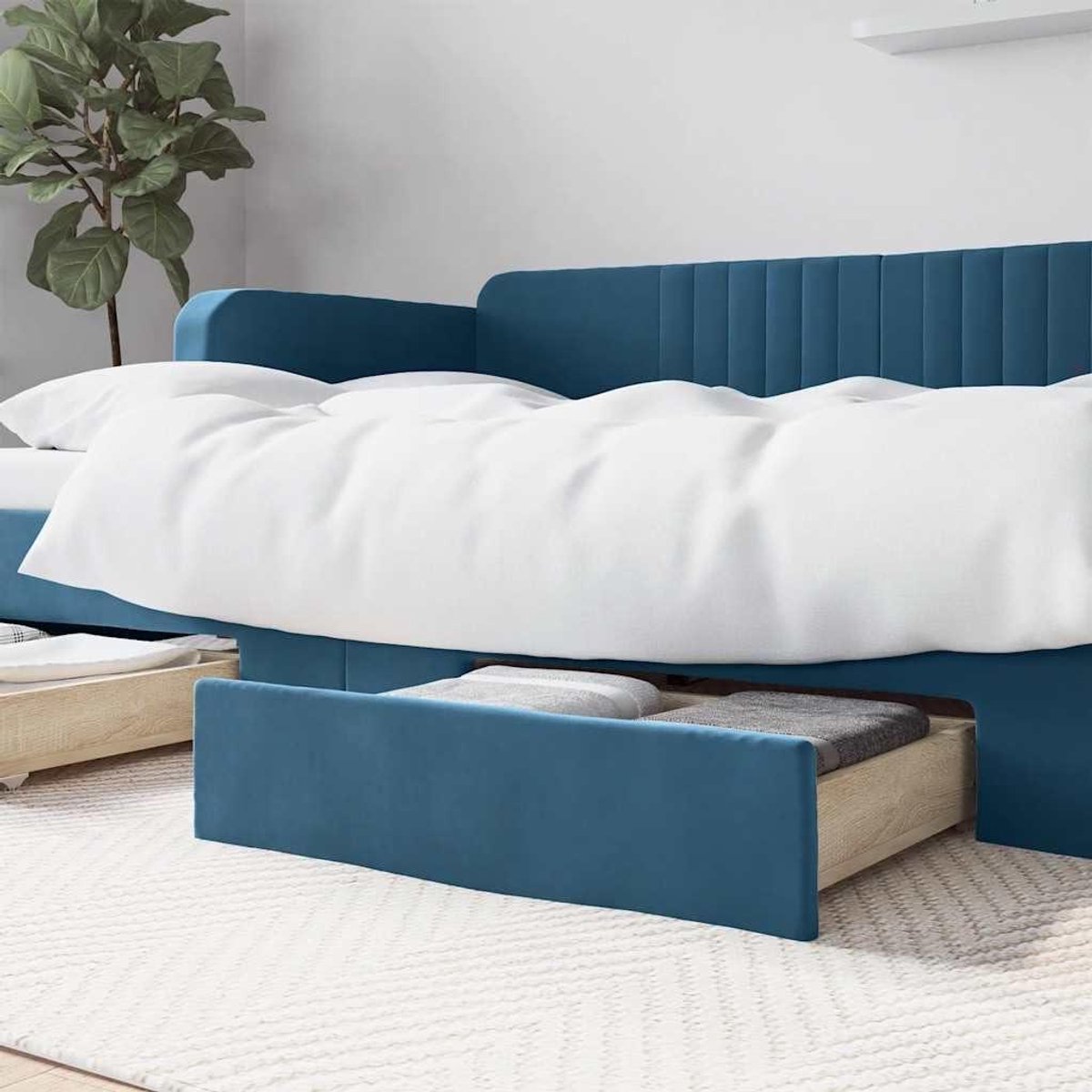 Bedlades Set - Opbergbakken - Ruimte Besparen - Met Wielen - 67 x 50 cm - Blauw