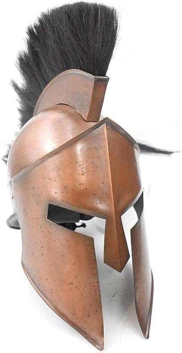Spartaanse Helm - Krijgershelm Middeleeuwen - Verkleedkostuum - Draagbaar voor volwassenen - 23 cm hoog - Zwart