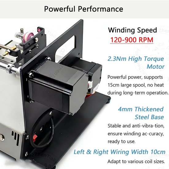 Spoelwikkelmachine - Wikkelapparaat - Precisie Wikkelen - Automatische Draadgeleiding - 10 cm Spoel - Grijs — afbeelding 5