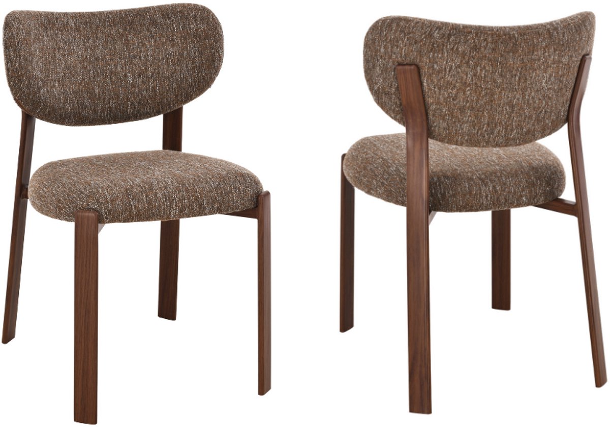Vika - Eetkamerstoelen Set van 2 - Bruin / Walnoot - Comfortabel - Stijlvol