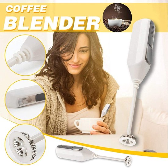 Handmixer - Keukenmixer - Drankjes Maken - Roestvrijstalen Garde - Compact Formaat - Wit — afbeelding 2