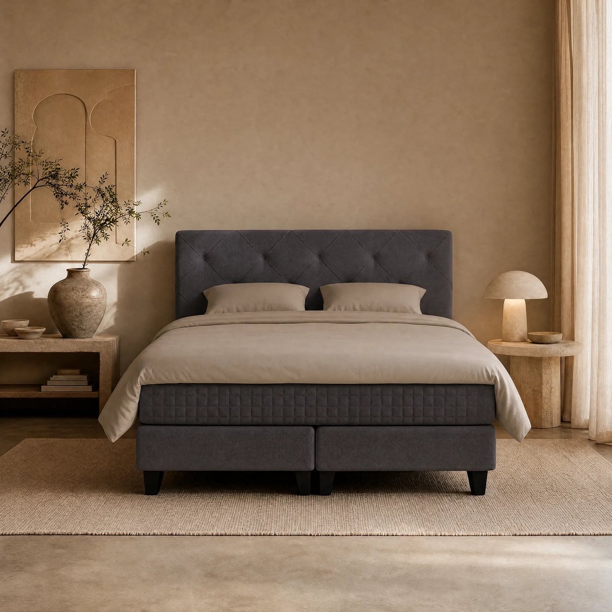 Taupe 100% Katoensatijn Dekbedovertrekset 140x220 - Zijdezacht en ademend katoensatijn & Inclusief 60 x 70 cm kussenslo(o)p(en)