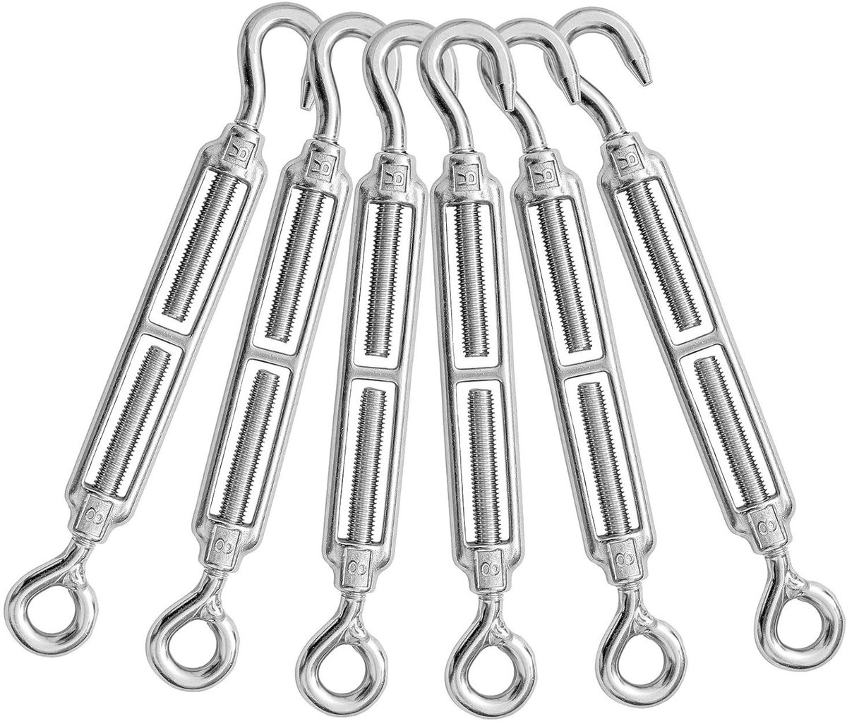 Haak & Oog Spanschroef - Kabel Spanner - Touw Spannen - 304 Roestvrij Staal - M8 200kg - Zilverkleurig