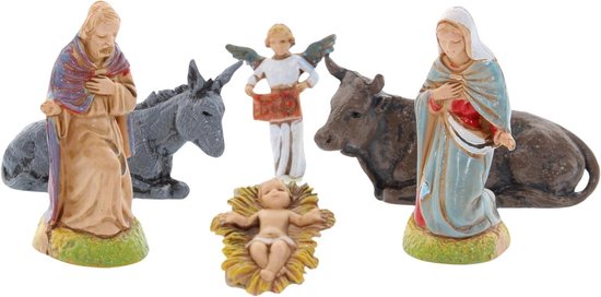 Geboorte Set - Kerststal Figuren - Kerst Decoratie - Authentiek Design - 6 cm Hoogte - Veelkleurig
