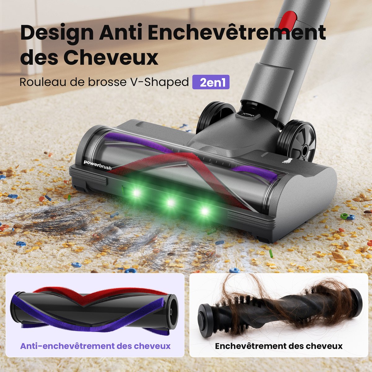Draadloze Stofzuiger Met Flexibele Slang Van 1 M, Zuigkracht Van 58 Kpa En Gebruiksduur Van 75 Minuten, 2-In-1 Dierenborstel, Led-Touchdisplay, Draadloze Handstofzuiger Voor Dierenharen, Draadloze Steelstofzuiger Voor Thuis En In De Auto – foto 7