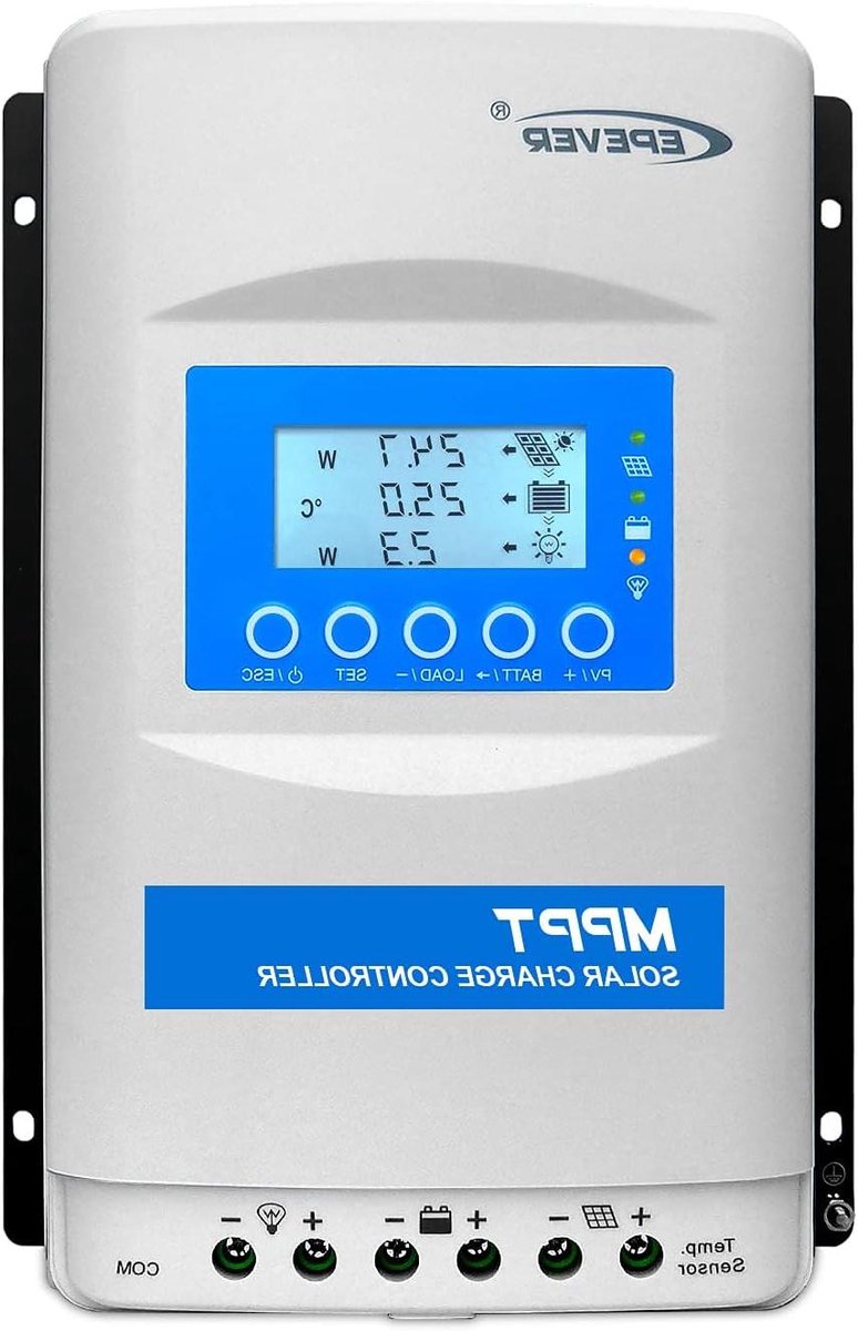 MPPT Laadregelaar - Zonnelaadregelaar Batterijlader - Energie Opladen - Geavanceerde MPPT Technologie - 40 A - Grijs