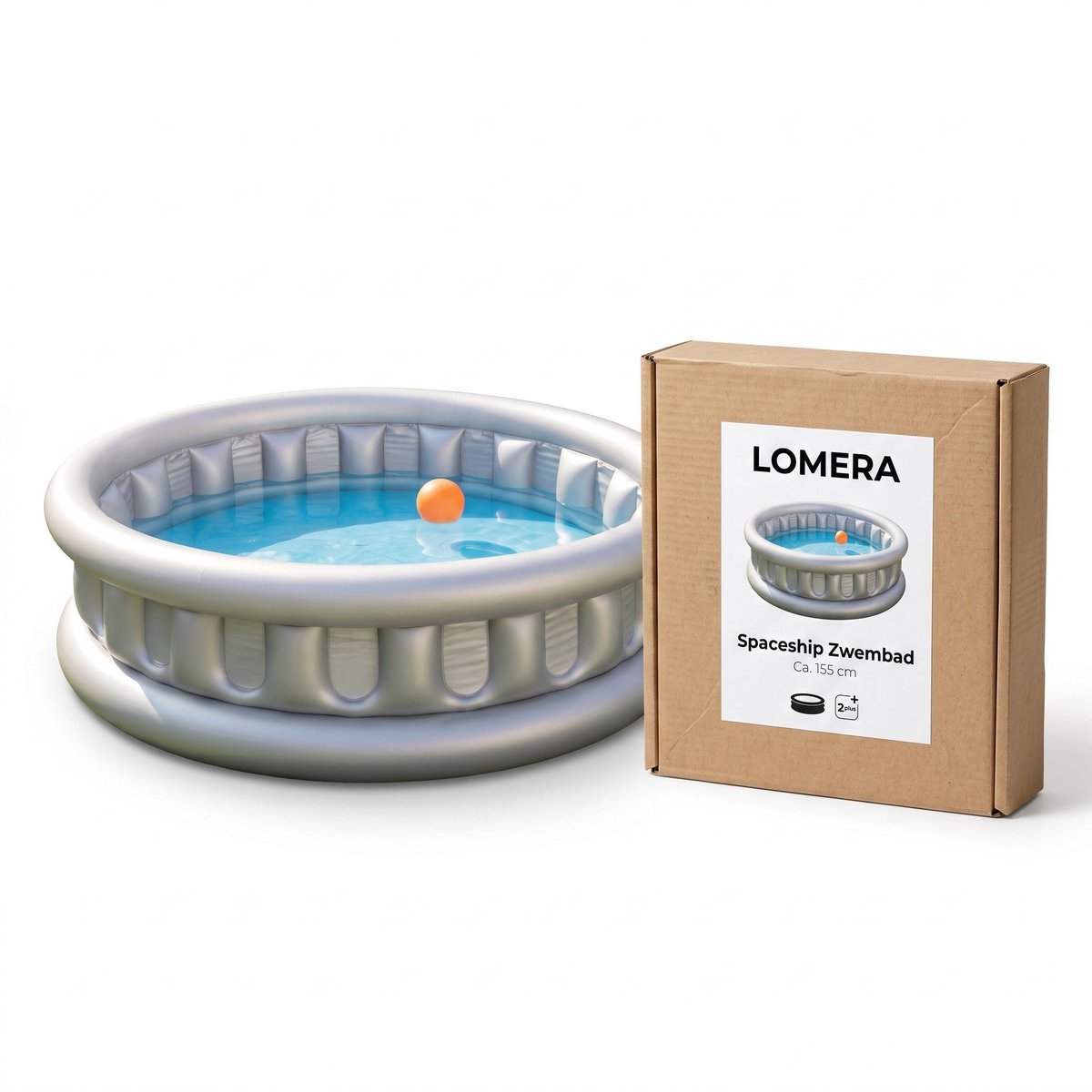 Lomera Kinderzwembad Opblaasbaar - Zwembadje - Pierenbadje - Peuterzwembad - Speelzwembad - Ruimteschip Design - Voor Peuters - Voor Baby - Voor Tuin - Voor Buiten - Met Glijbaan - Speelgoed — afbeelding 6