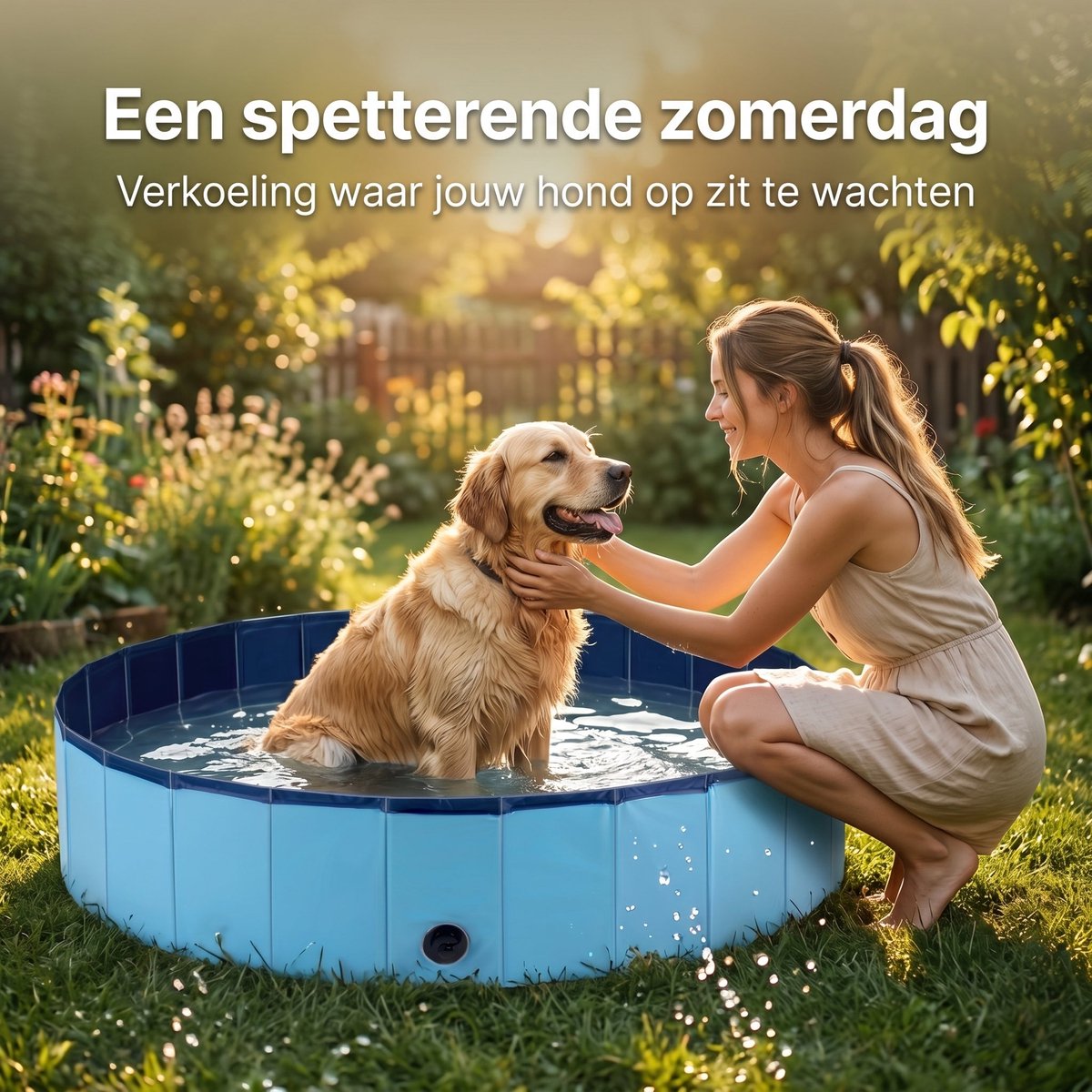 Lomera Hondenzwembad - Hondenbad voor Grote Honden - Robuust met Antislip Bodem - Opvouwbaar - Hondendouche - Verkoeling voor Hond - Waterspeelgoed voor Honden - Dierenzwembad voor in de Tuin - Huisdier Zwembad — afbeelding 3