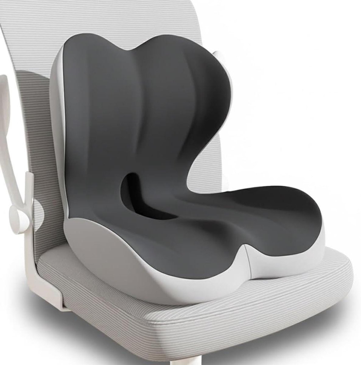 Orthopedisch Zitkussen - Lendensteun Kussen - Lang Zitten Verlichten - Ergonomische L-vorm - Formaat L - Grijs