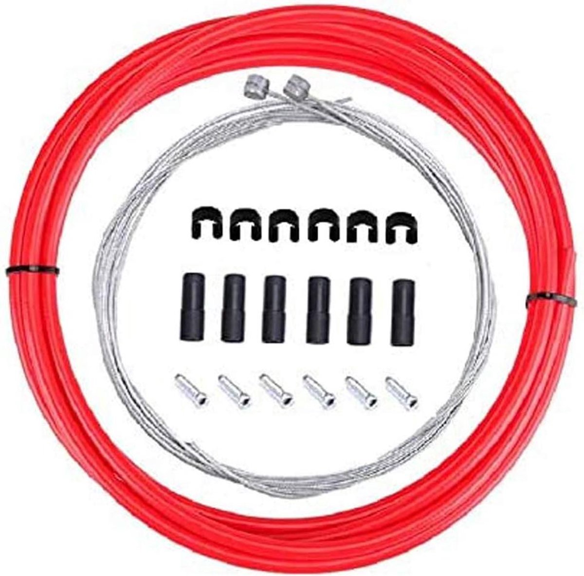 Fiets Remkabel Set - Remkabel Vervanging - Fiets Onderhoud - Roestvrij Staal Kabel - 3m Behuizing - Rood