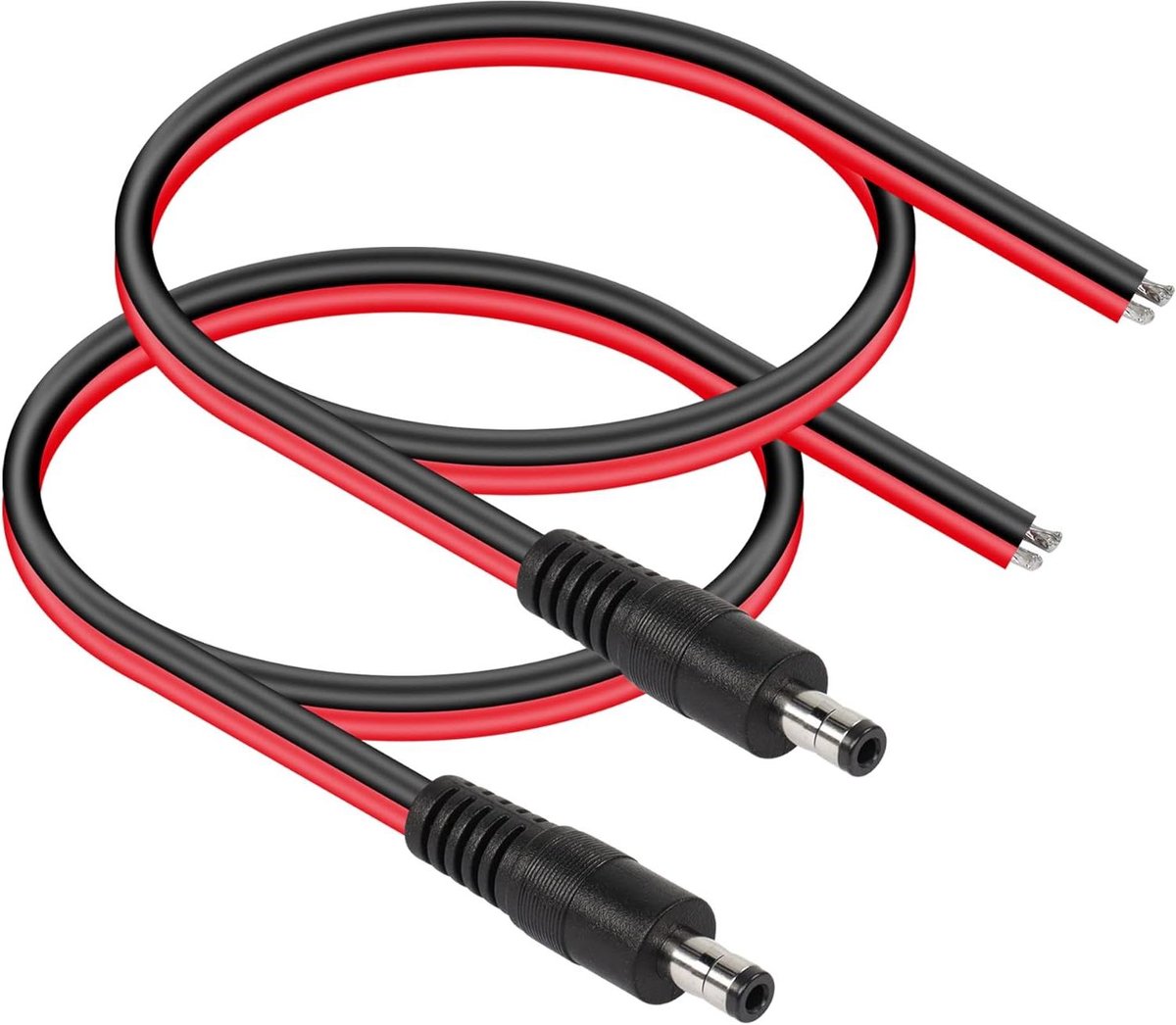 DC Stroomkabel Reparatie - Voedingskabel Pigtail - Apparaten Aansluiten - Voorgetind Bare Wire - 0.3m 14AWG - Zwart Rood