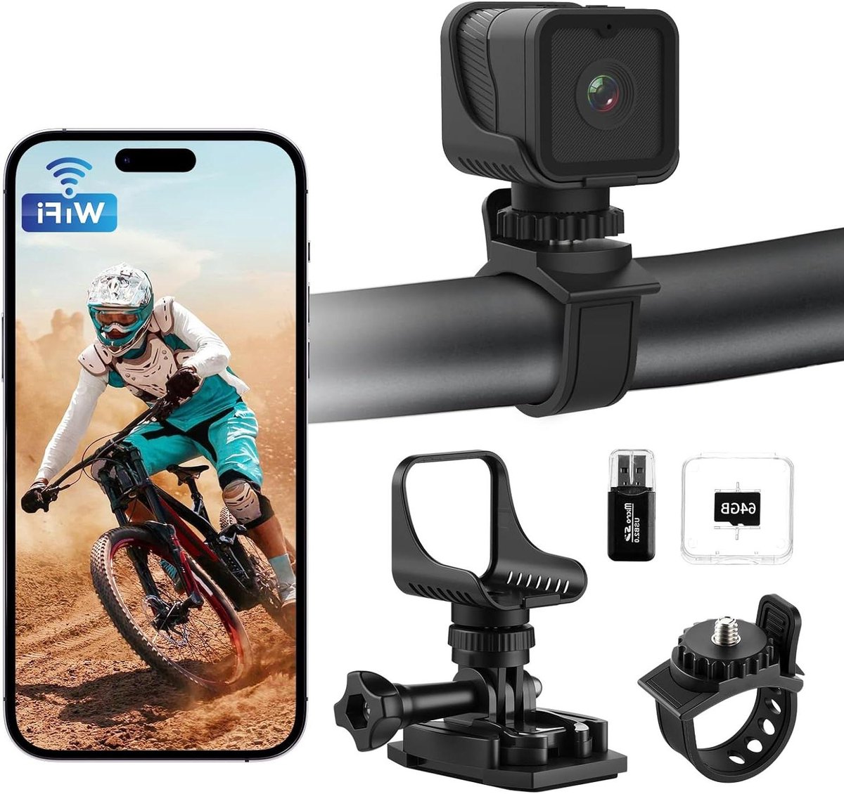 Motorfiets Dashcam - Actiecamera Helmcamera - Ritten Vastleggen - Automatische Stabilisatie - 1080p HD - Zwart