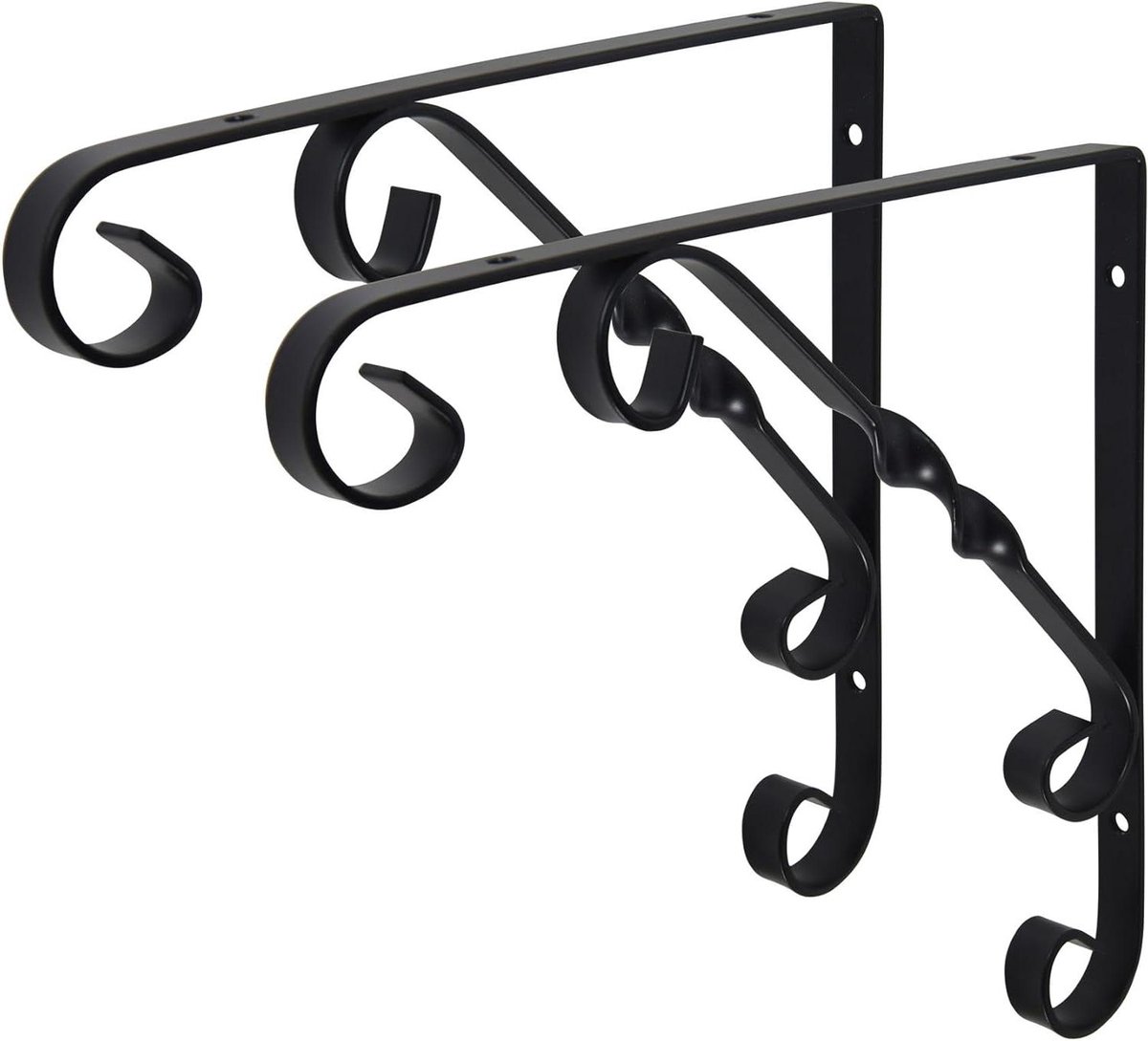 Decoratieve Plankbeugels - Wandsteunen Plank - Flessen Opbergen - Antieke Stijl - 200mm x 200mm - Zwart