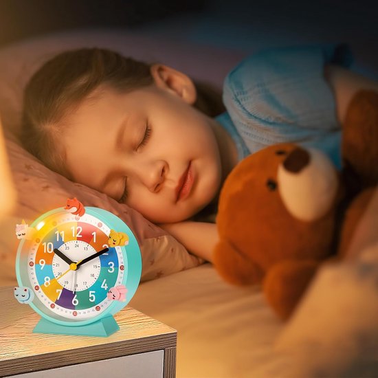 Kinderwekker Analoog - Kinderwekker Zonder Tikken - Kinderen Leren Klokkijken - Zacht Hygiënisch Wekgeluid - 99 x 94 cm — afbeelding 4