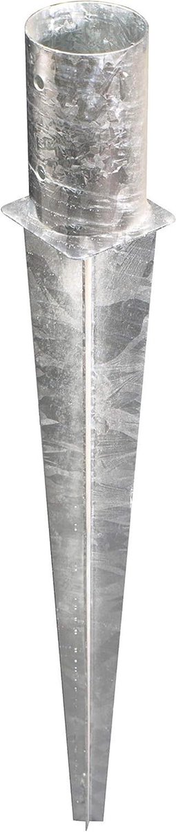 Inslag paalvoet - Paalhouder Grondanker - Hout Constructies Verstevigen - Thermisch Verzinkt Staal - Ø121 / 750 mm - Zilver