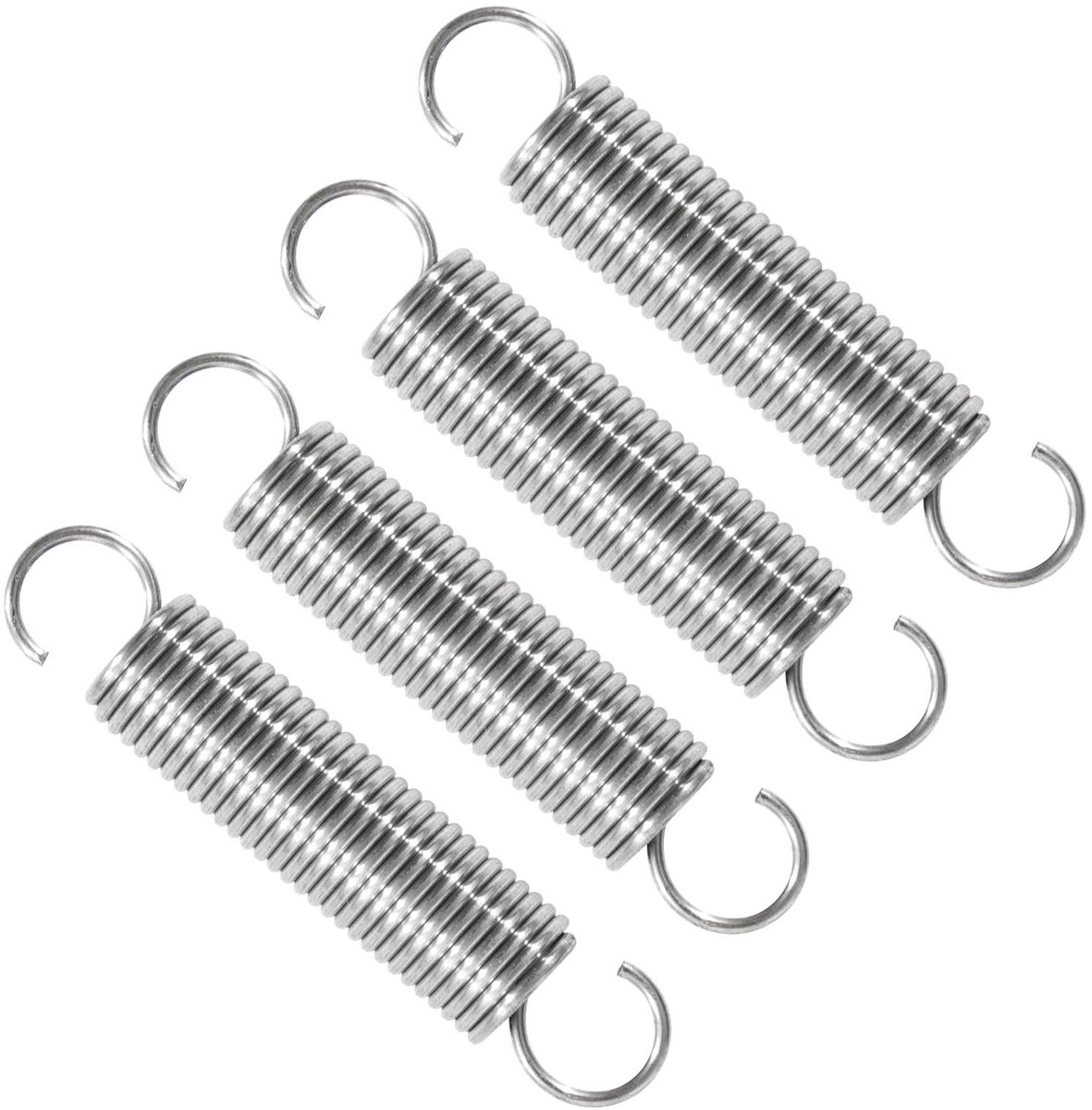 Trekveren Dubbele Haak - Verlengveren Spanveren - Apparatuur Bevestigen - Roestvrij Staal 304 - 50 mm Lengte - Zilverkleurig