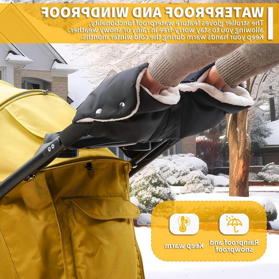 Kinderwagen Handwarmer - Universele Mof - Winterse Wandelingen - Waterdicht Winddicht - Zacht Flanel Fleece - Zwart van Merkloos — afbeelding 4