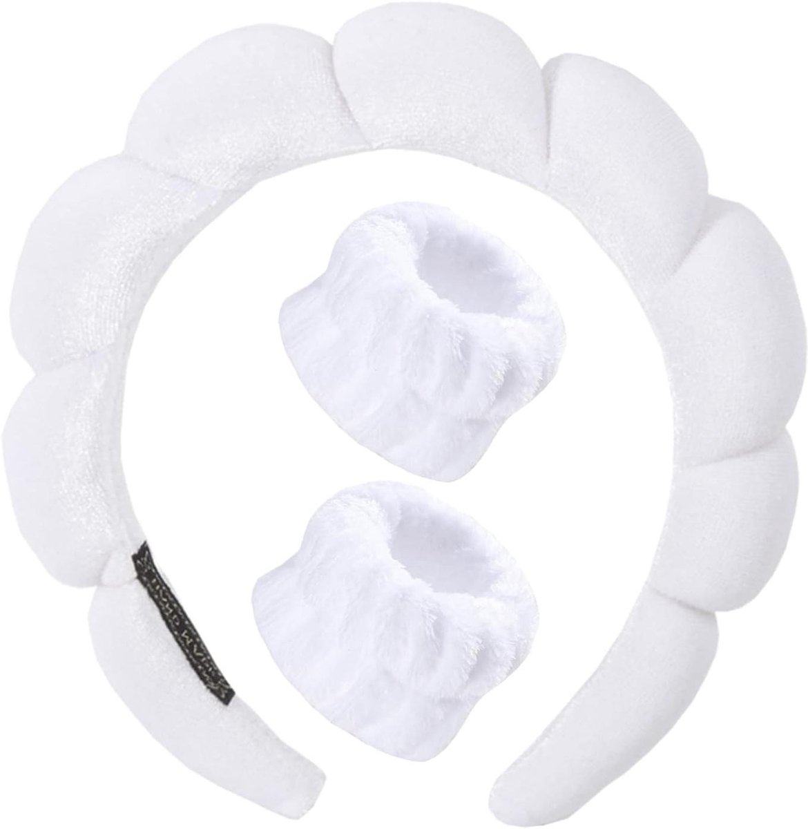 Spa Hoofdband Set - Gezichtswasbandjes - Huidverzorging Thuis - Zachte Fluweel Afwerking - 21.89 x 18.59 x 3.99 cm - Wit