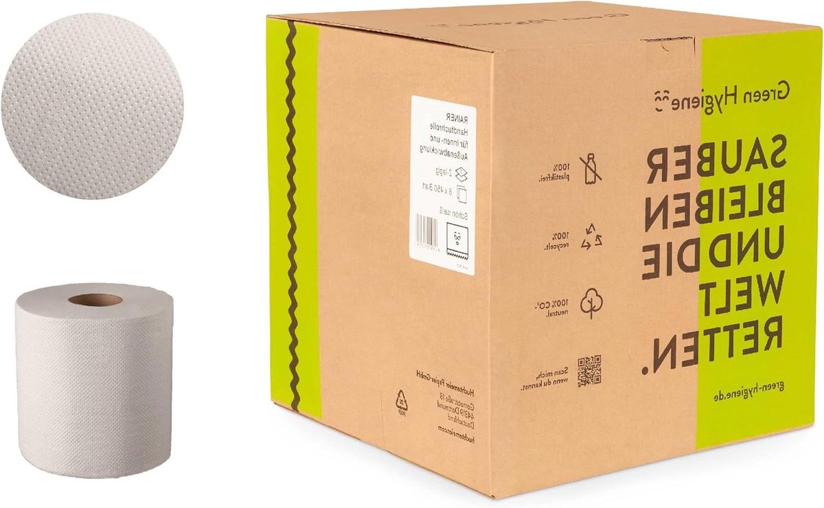 Poetsrol Midi - Keukenrol Rol - Huishoudelijk Gebruik - 100% Gerecycled Papier - 450 Vel - Wit