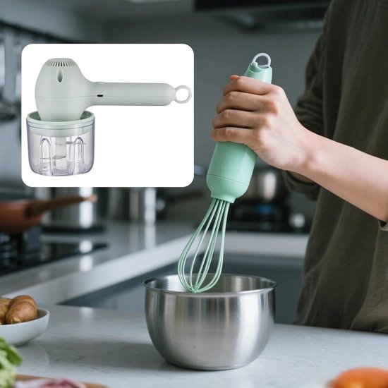 Elektrische Handmixer - Keukenmachine Garde - Bakken Ingrediënten Mengen - Draadloos USB Oplaadbaar - 21 x 10 x 10 cm — afbeelding 4