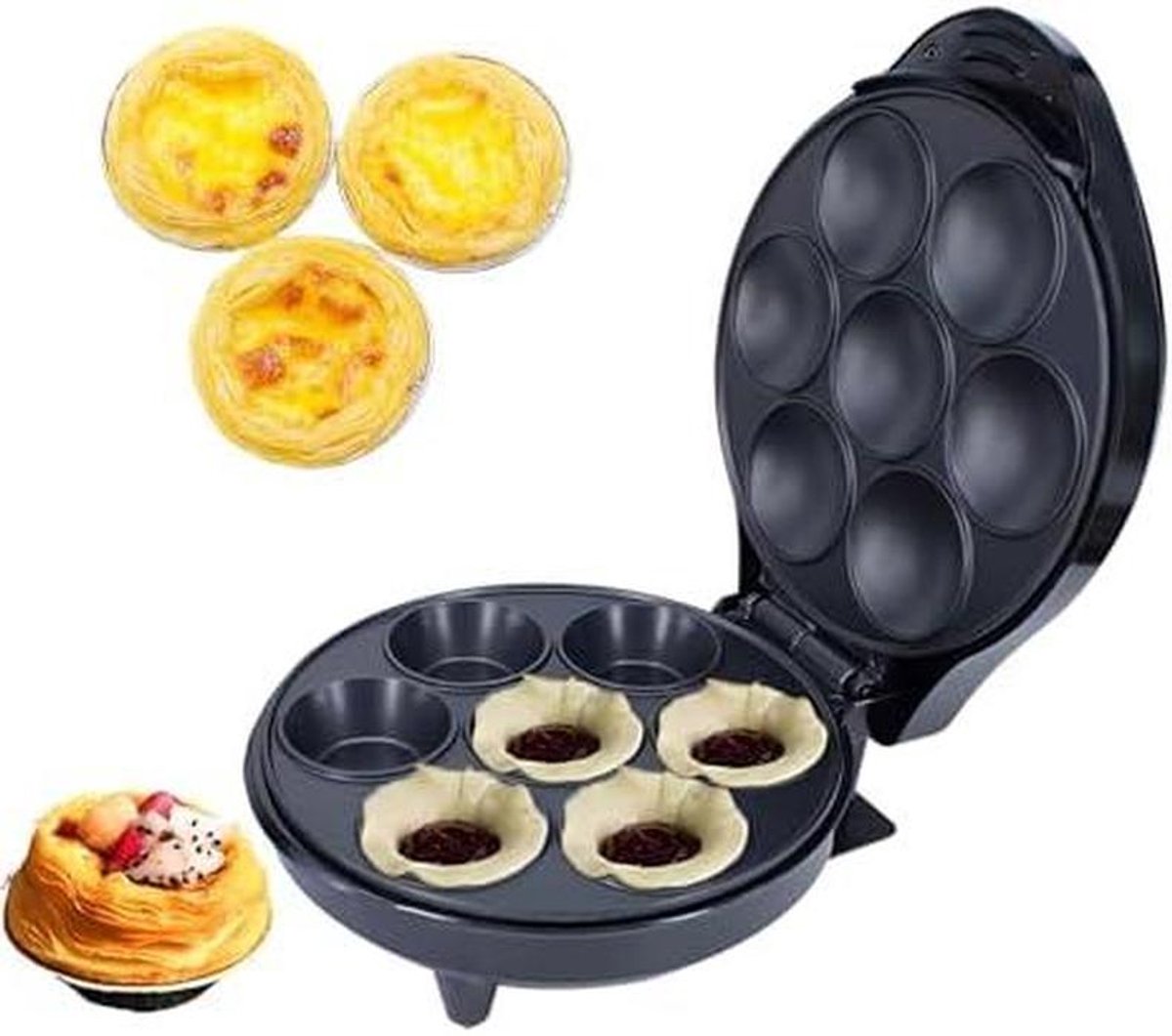 Elektrische Cupcake Machine - Muffin Maker Donut - Thuis Bakken - Dubbelzijdige Verwarming - 1200 Watt - Zwart