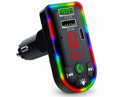 Bluetooth FM Transmitter Auto – Autolader – Draadloze Carkit & Snellader 5V/3.1A – RGB LED – USB & USB-C – Handsfree Bellen – MP3 Speler – 12V/24V