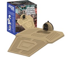 Schildpad Zonneplatform - Reptiel Habitat - Zonnebaden Binnen - Sterke Zuignappen - 23x21x10 cm - Khaki