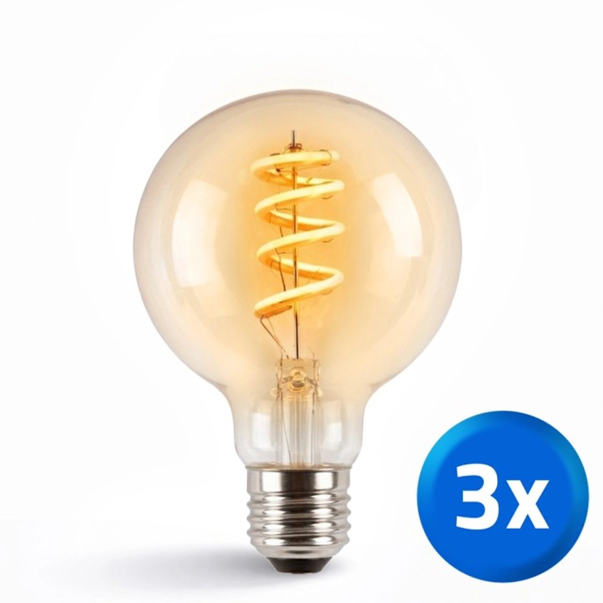 RexTech Zigbee E27 spiraal filament G95 lampen - Set van 3 - Dual White - Amberkleurig - 4 watt - 330 lumen - Slimme bediening met Smart Life app - Slimme verlichting