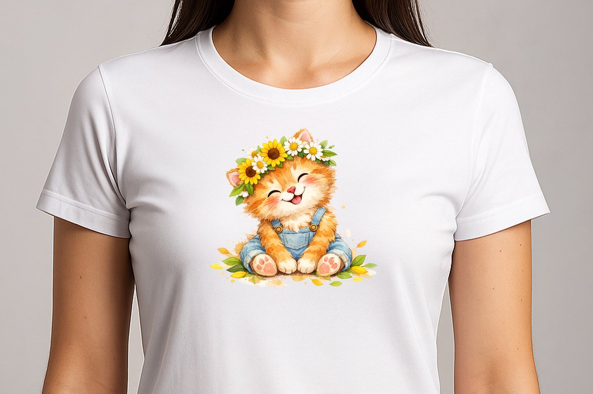 Waterverf Kat Kunst - T Shirt - cute - kawaii - Gift - Cadeau - schattig - schattigdesign - liefdesign - pastelkunst - Funny