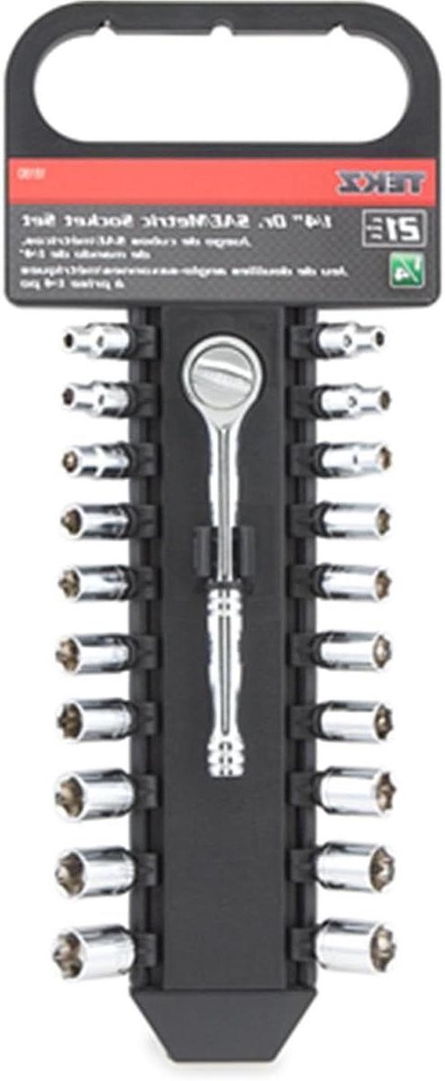 Dopsleutelset - Gereedschapset - Klusklus - 21-delig - 1/4 inch - Metaal