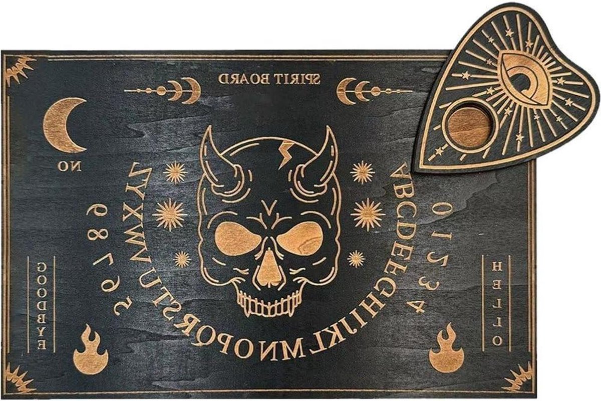 Houten Spookbord - Pendelbord Waarzeggerij - Spirituele Communicatie - Met Letters Cijfers Ja Nee - 30 x 21 cm - Houtkleur