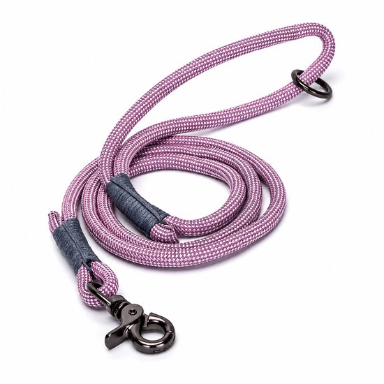 Nobleza Hondenriem - uitlaatriem reflecterend - gevlochten hondenriem - Roze - nylon