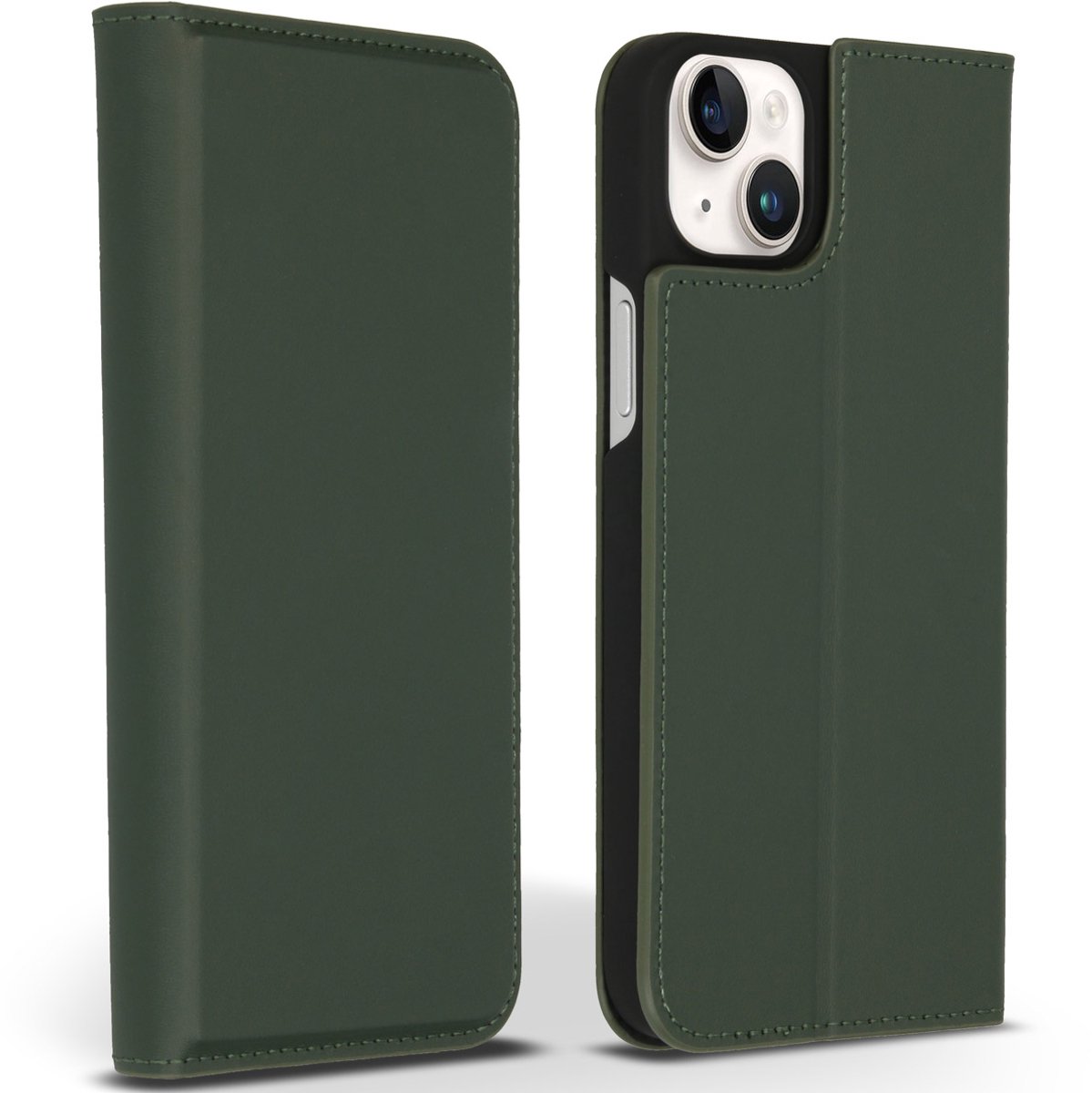 Accezz Hoesje - Geschikt voor Apple iPhone 14 Plus - Premium Leather Slim Bookcase - Groen