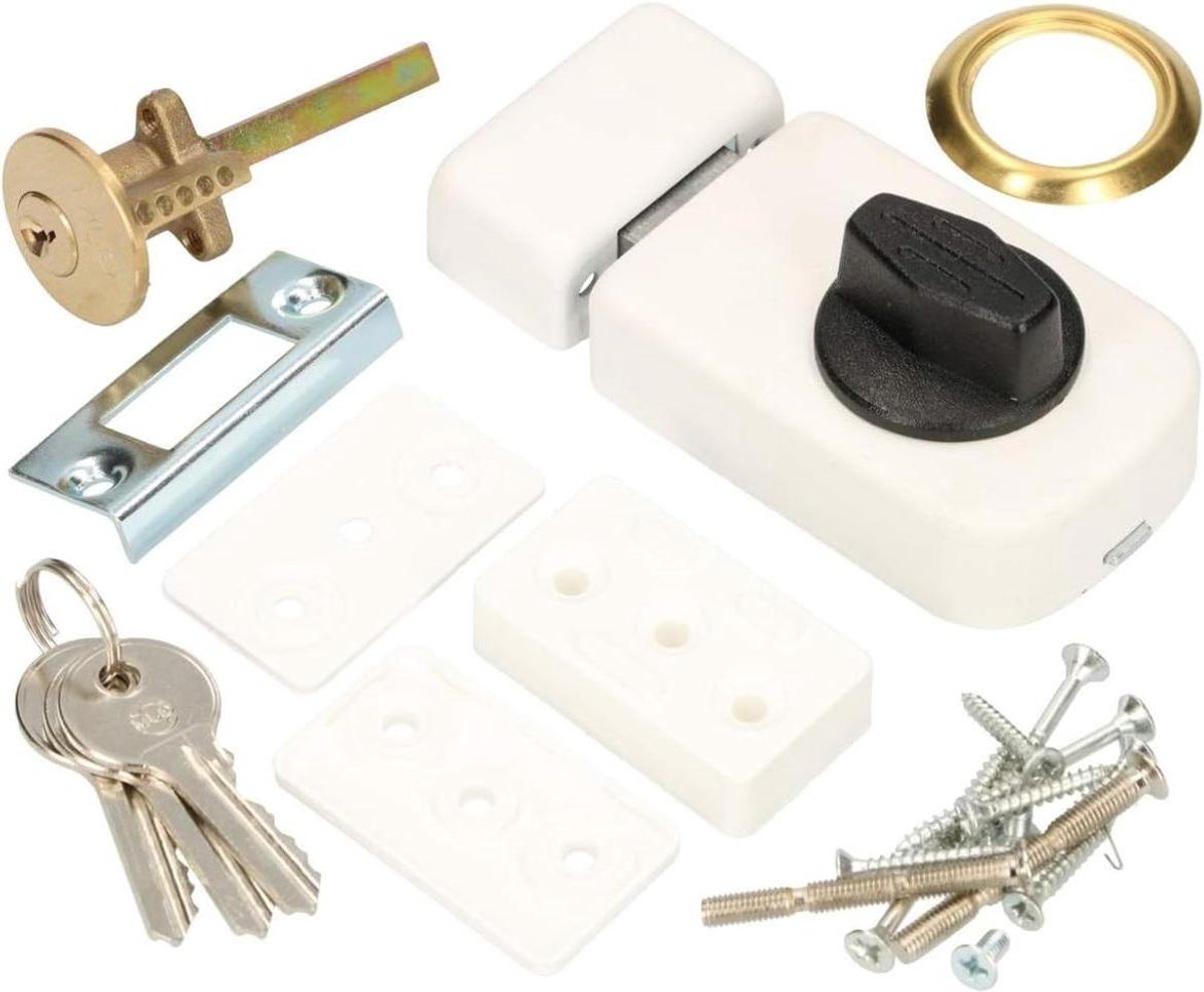 Extra slot - Deurslot kastslot - Beveiliging woning - Gelijksluitend met cilinder - 50/60 mm - Wit