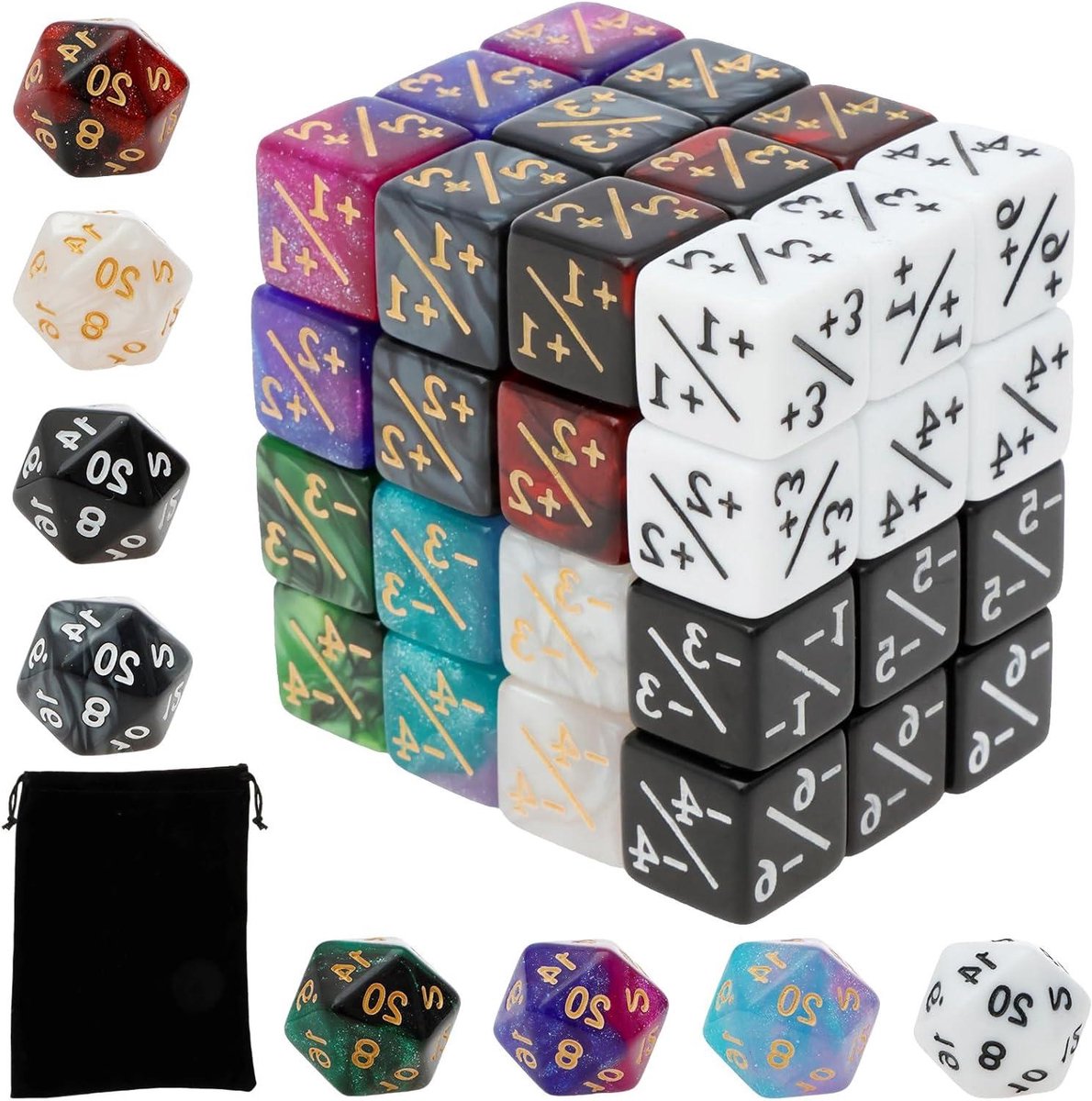 Dobbelstenen Set - Acryl Teller - Spelletjes Avond - Hoogwaardig Acryl - 56 Stuks - Regenboog