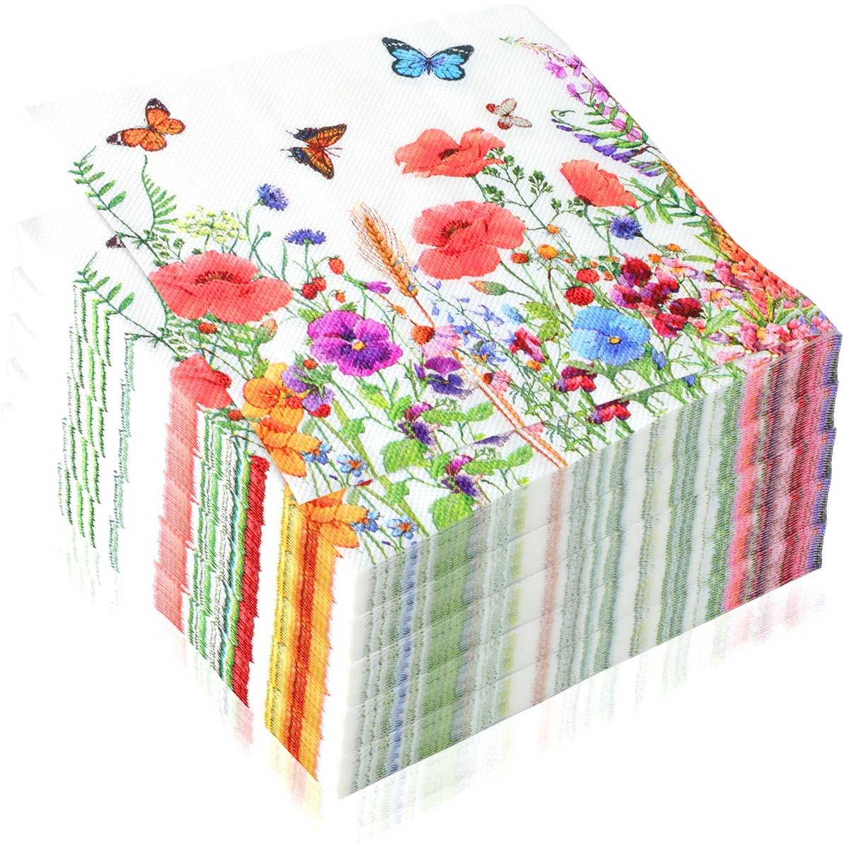 Virtubuy - Papieren Servetten - Bloemenprint - 100 Stuks - 33 x 33 cm - Voor Feesten - Multicolor