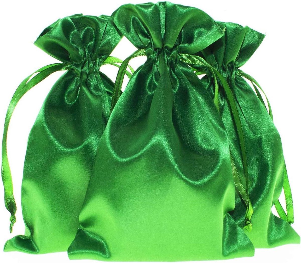 Cadeauzakjes Satijn - Geschenktasjes Trekkoord - Kleine Cadeaus Verpakken - Zijdezacht Materiaal - 10 x 15 cm - Groen