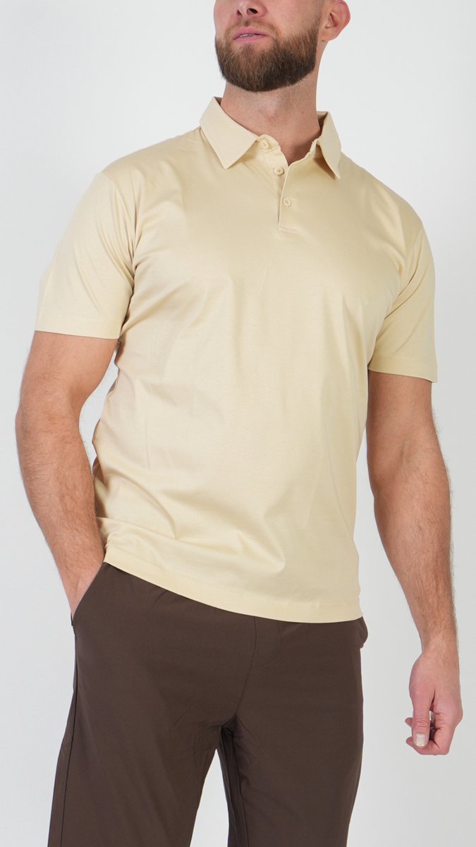 BASKO - POLO - KORTE MOUWEN - BEIGE - MAAT XL