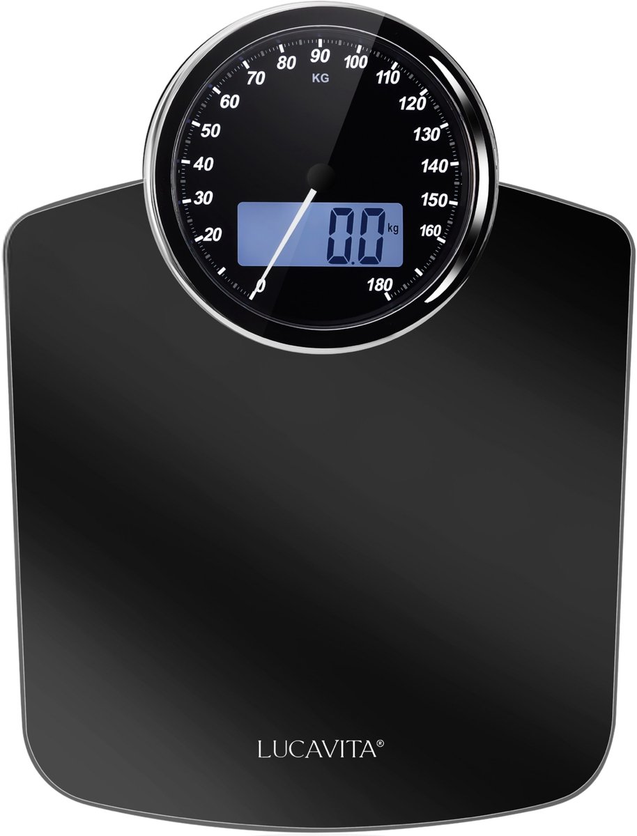 LUCAVITA® Personenweegschaal Dual Display Retro met Meetlint Lichaam - Digitaal - Analoog - Analoge - Vintage
