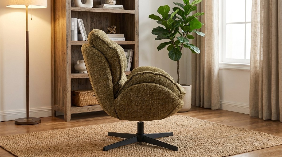 Luxe Chenille Fauteuil Draaibaar – Industrohome