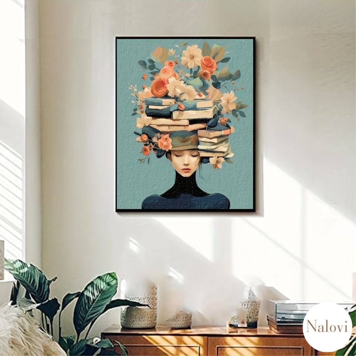 Nalovi - Schilderen op nummer - Op Doek - Vrouw met bloemen - 50x40 - Hobbyset - DIY schilderen voor volwassenen - Creatief — afbeelding 5